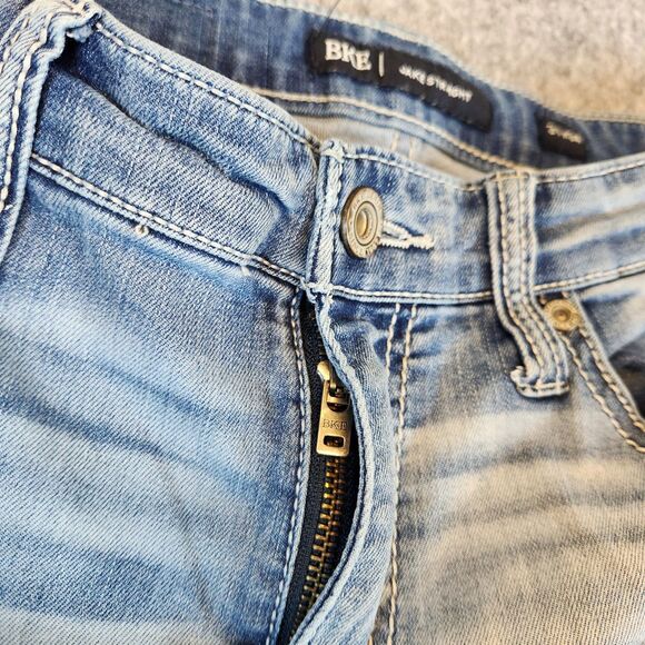 BKE Buckle Jake Straight Leg Jeans Men 30x31 Blue Stretch Denim Embroidered - Picture 4 of 11